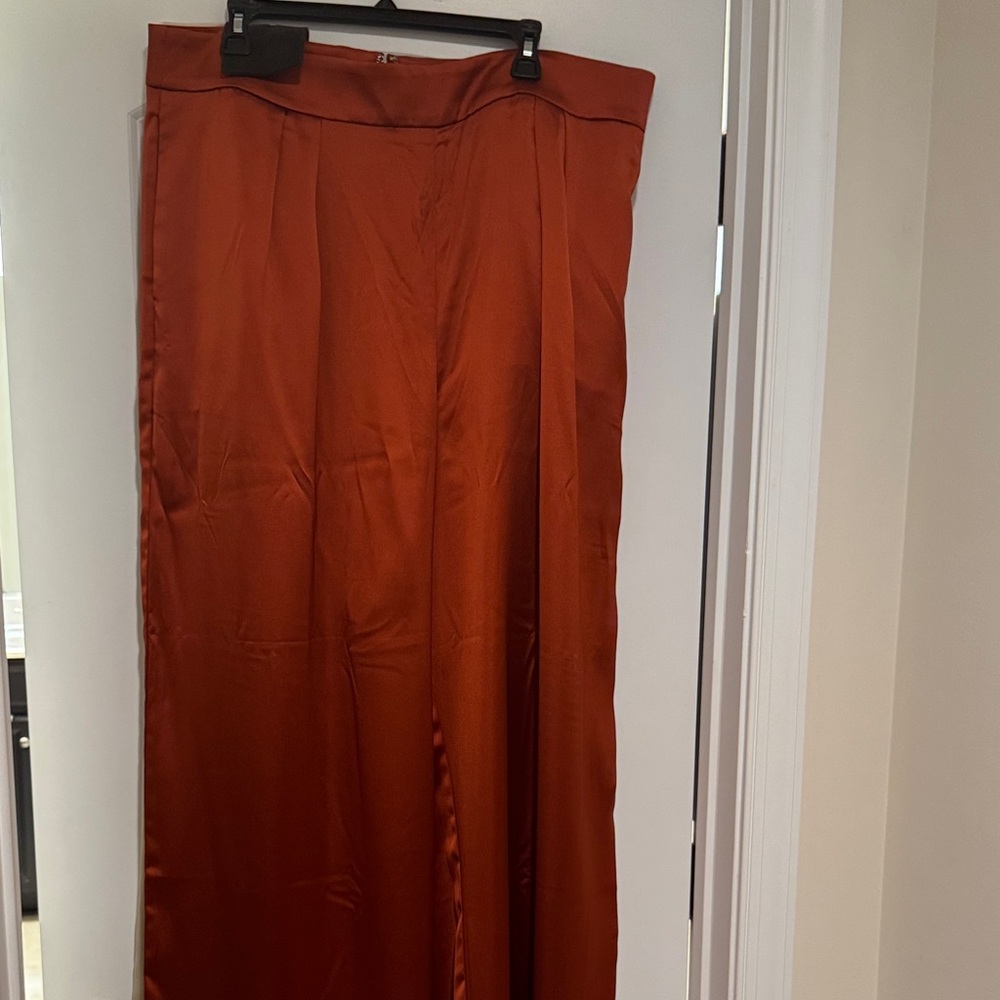 Banana Republic Wide-Leg Satin Pants in Rust